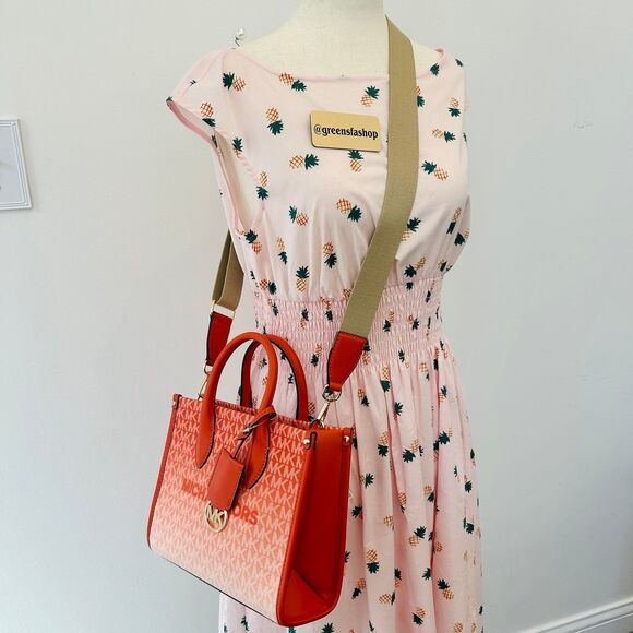 Michael Kors Mirella Small Ombré Signature Logo Crossbody Bag Red Clay - Picture 10 of 10